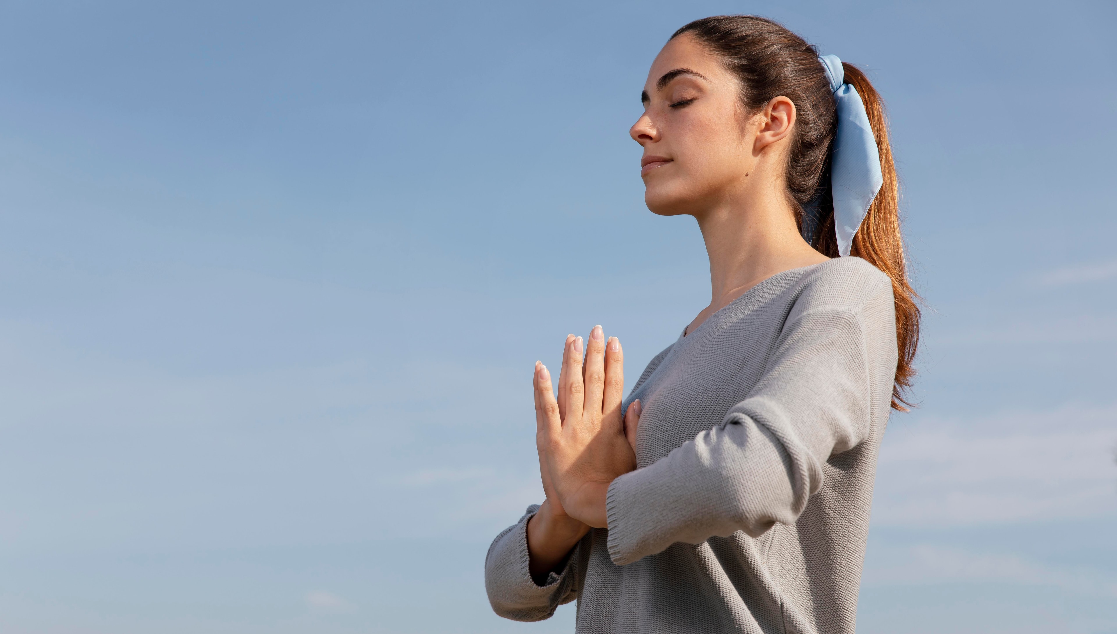 Woman meditating in nature